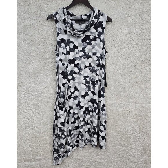 Liv by Habitat‎ Tank Dress Small Cowl Neck Artsy Stretch Asymmetrical Hem Gray - Picture 1 of 13